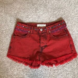 Free People/We the Free red denim shorts, size 24